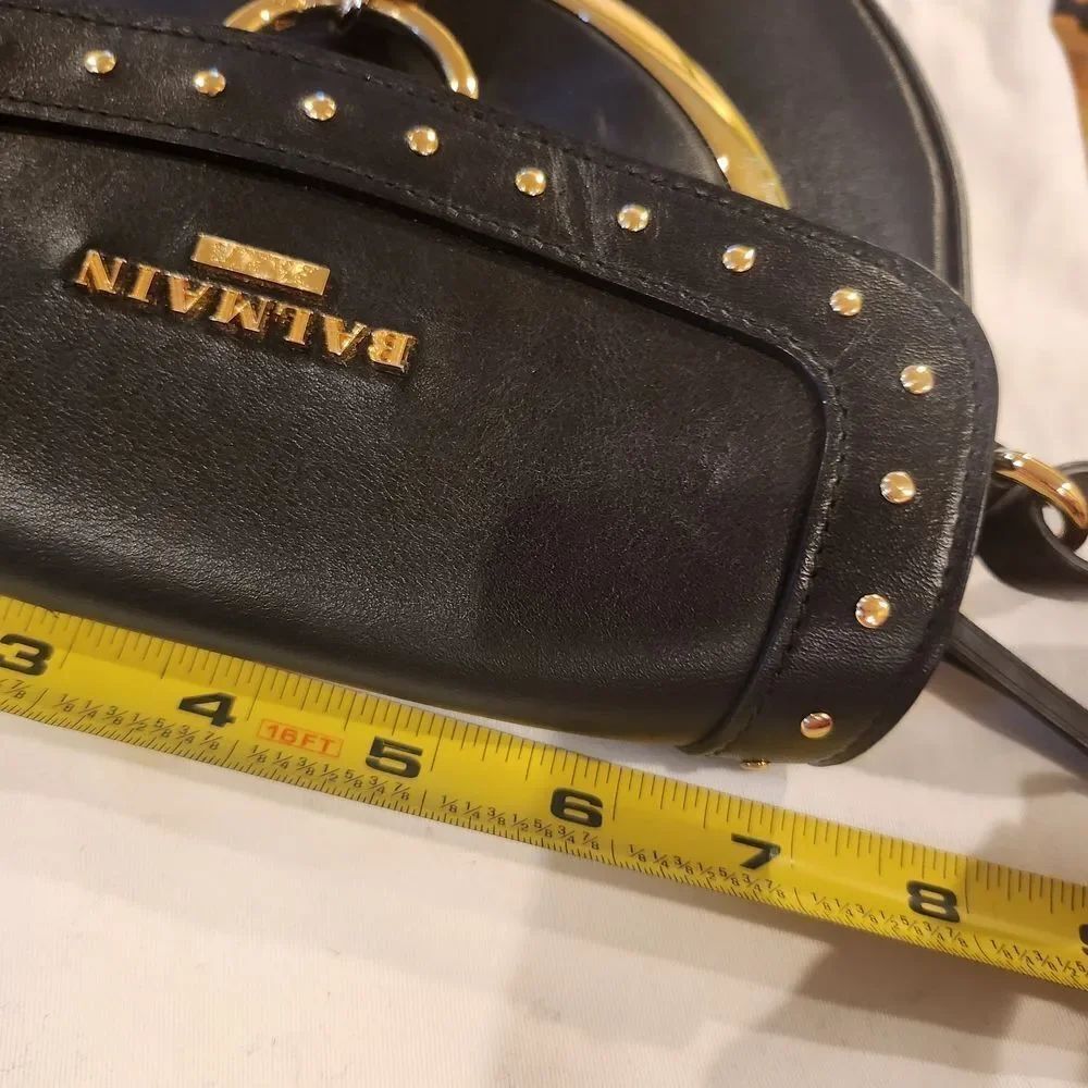 Balmain Black Leathet Crossbody Bag with Gold Accents And Bold Tassel - Picture 13 of 15